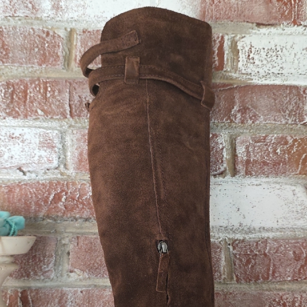 Brown Suede Knee-High Boots - Picture 3 of 16